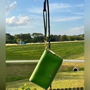 Michael Kors Large Continental Leather Long Zip Around Wallet Wristlet Green MK